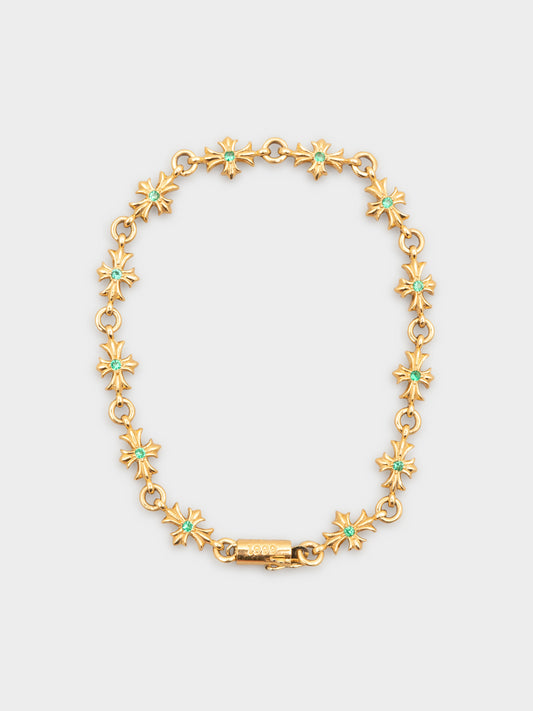 22k Emerald Tiny E Bracelet