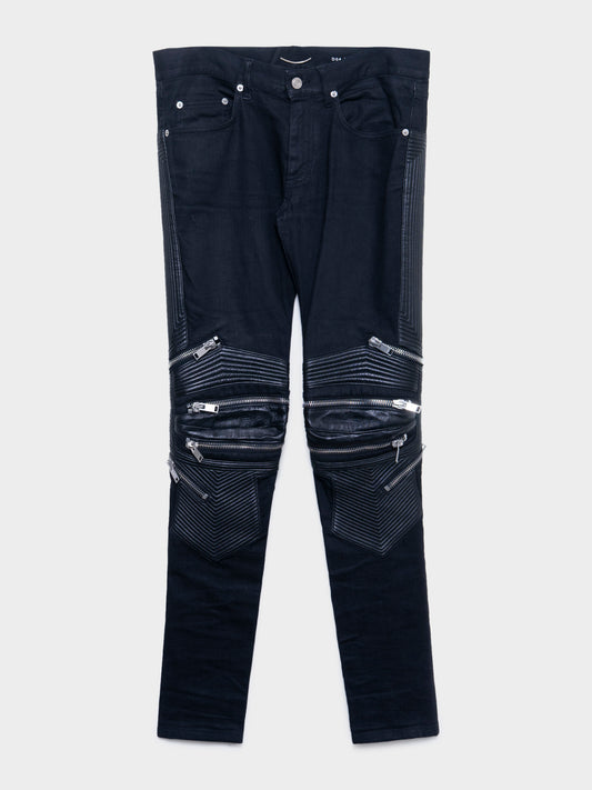 Moto Cross Leather Zip Jeans