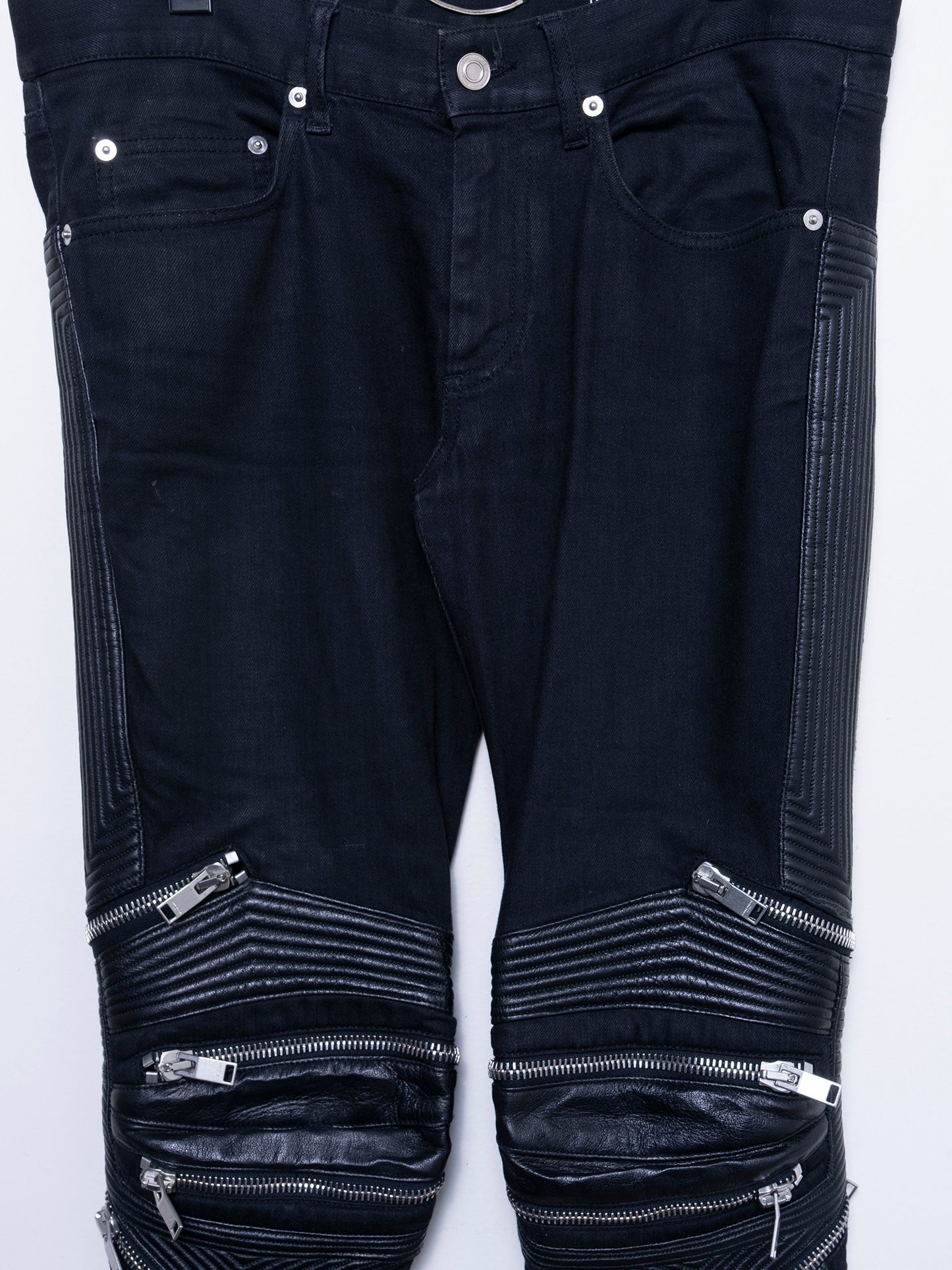 Moto Cross Leather Zip Jeans