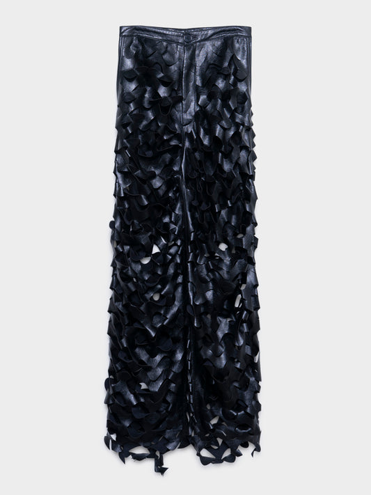 Laser Cut Wide Leg Leather Pants