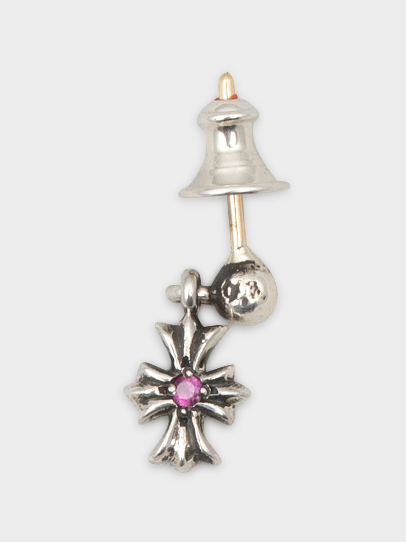 Chrome Hearts: Tiny E Pink Sapphire Earring | Groupie