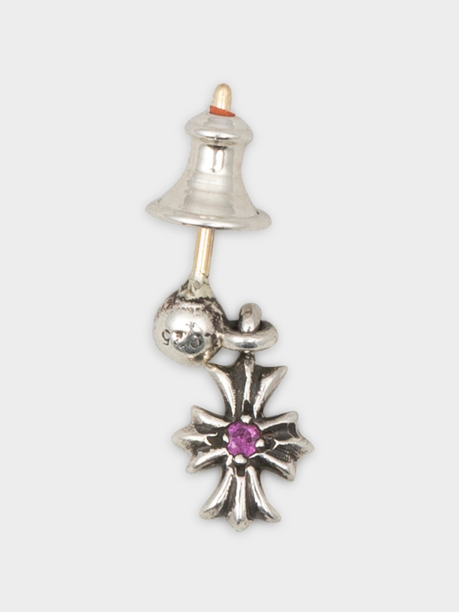 Buy Chrome Hearts Tiny E Pink Sapphire Earring Online at Groupie