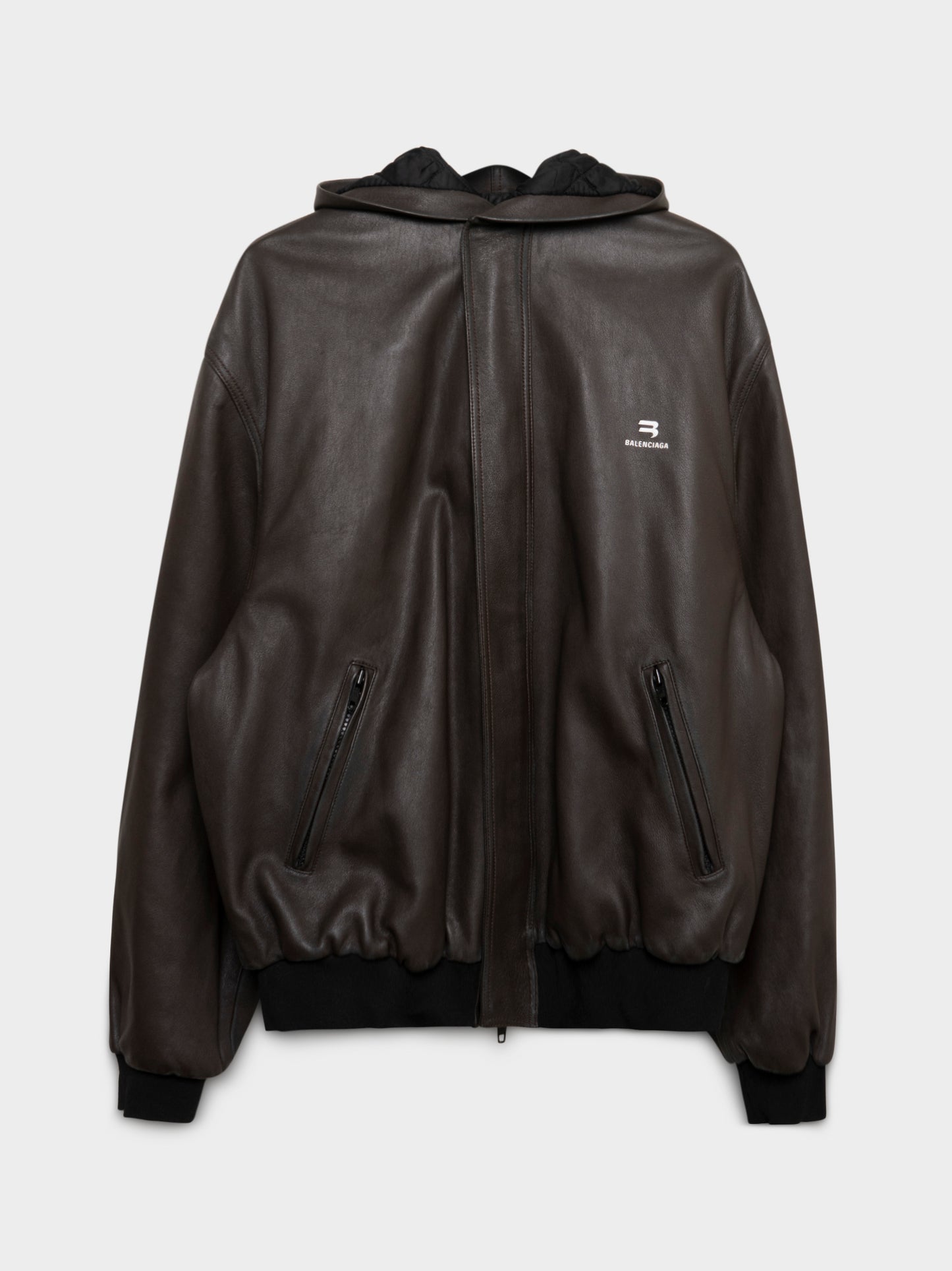 Leather Hooded Sporty B Jacket