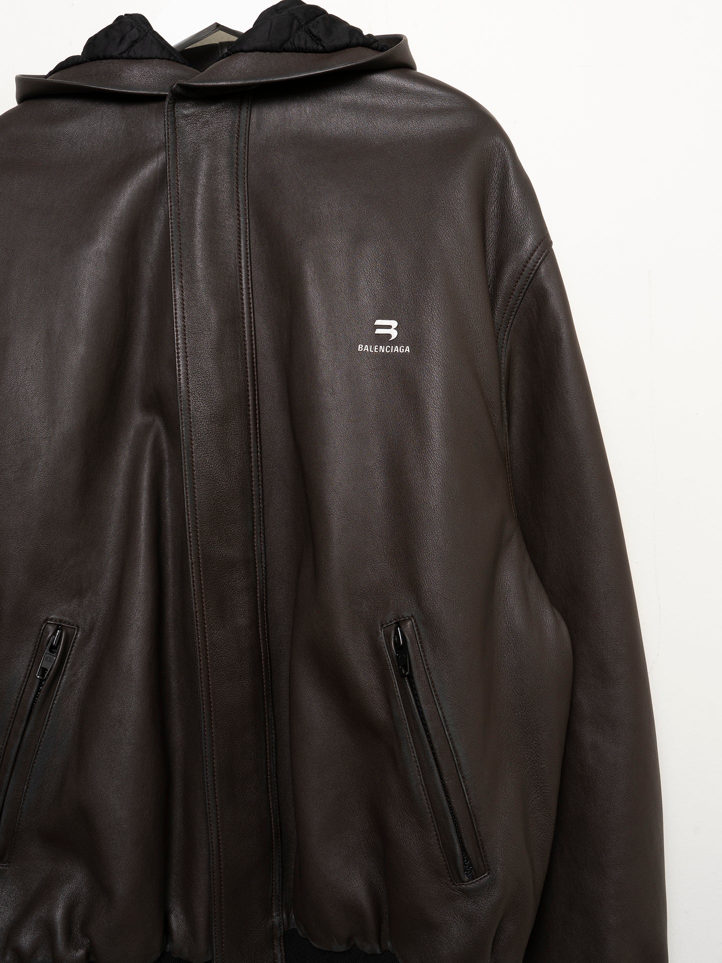 Leather Hooded Sporty B Jacket