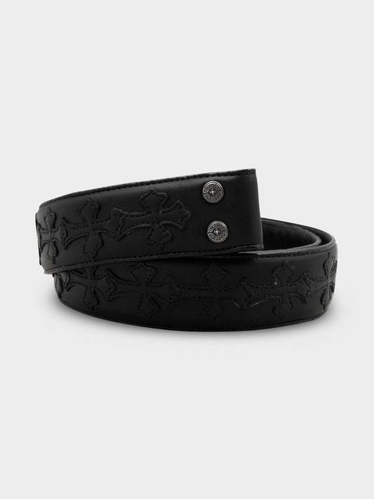 Cross Patched Leather Belt Strap Chrome Hearts