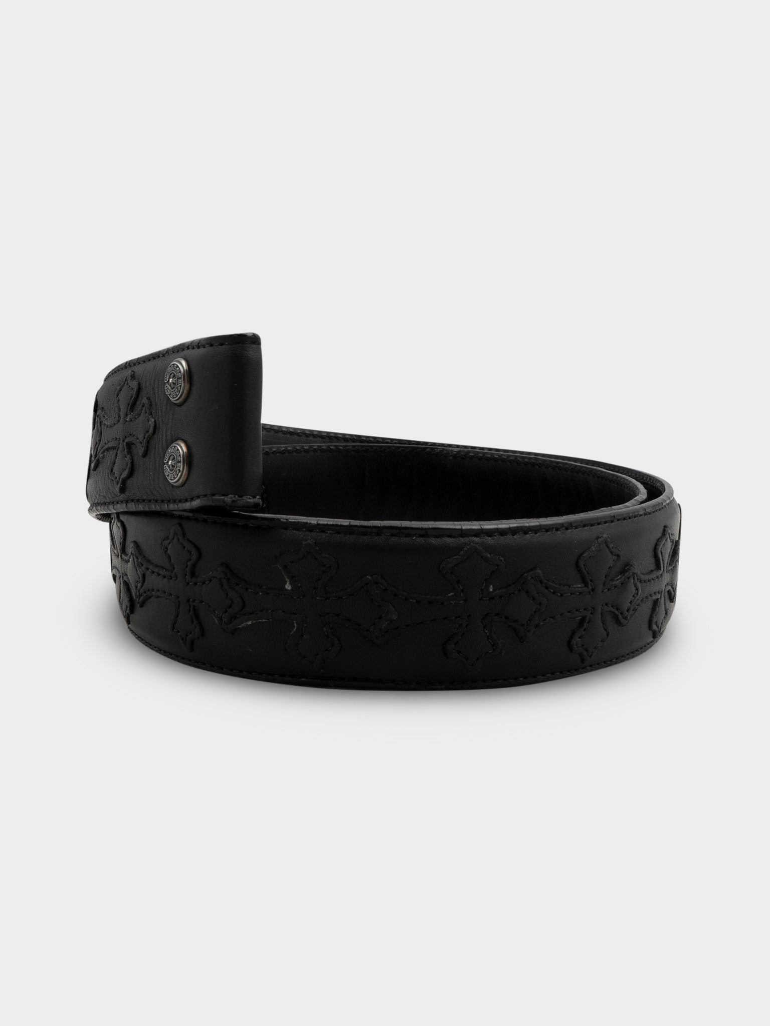 Cross Patched Leather Belt Strap Chrome Hearts