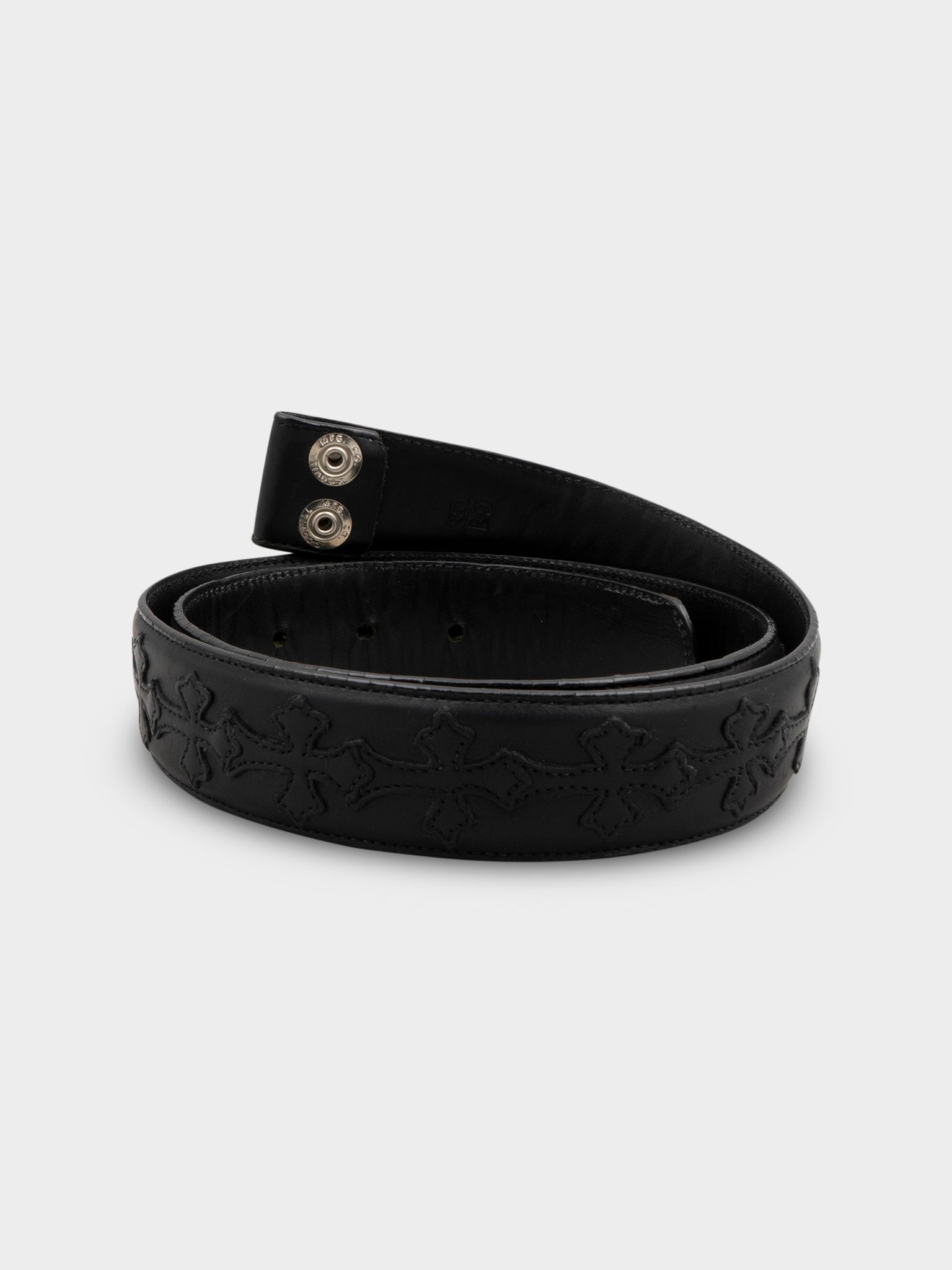 Cross Patched Leather Belt Strap Chrome Hearts