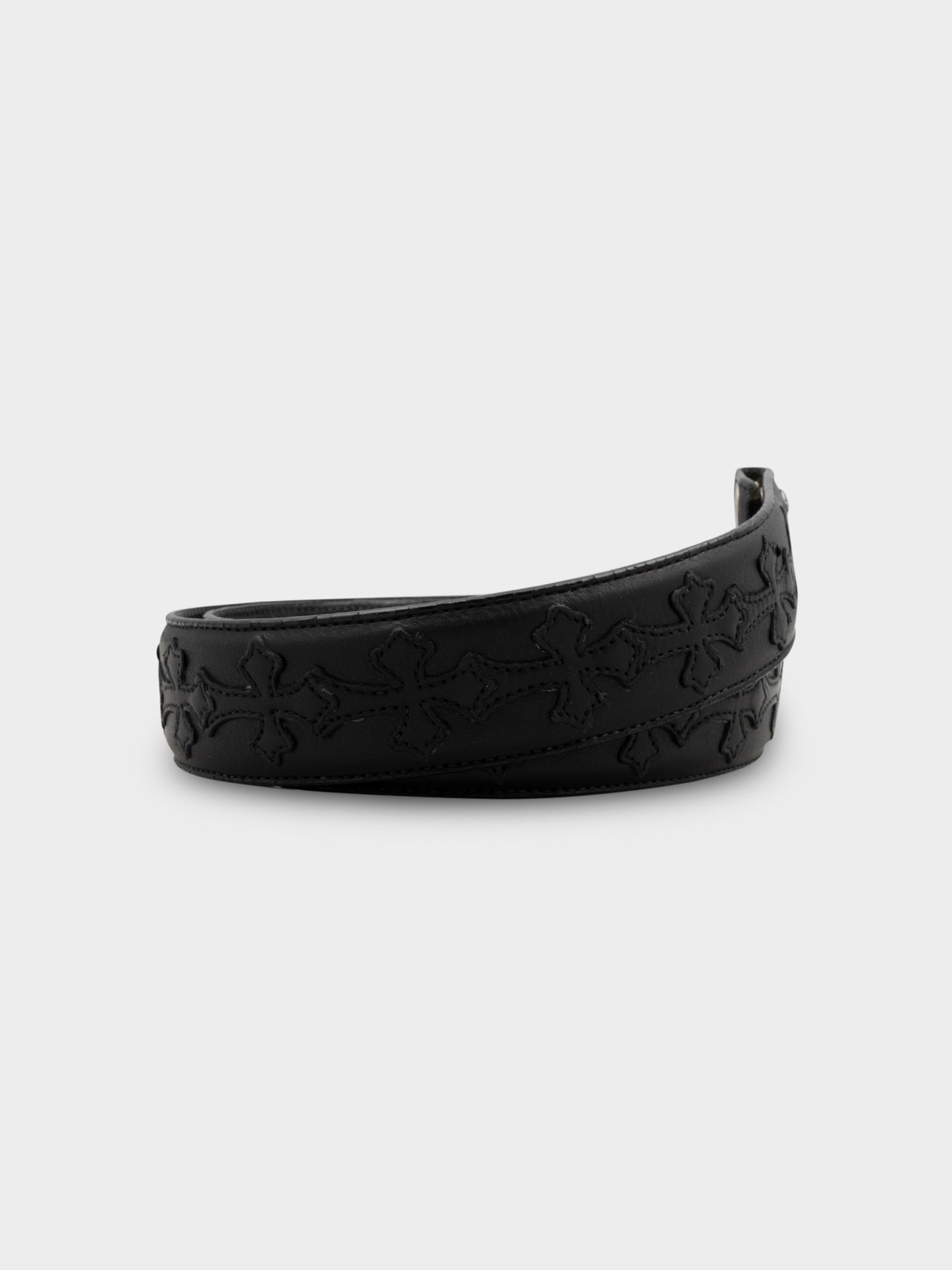 Cross Patched Leather Belt Strap Chrome Hearts