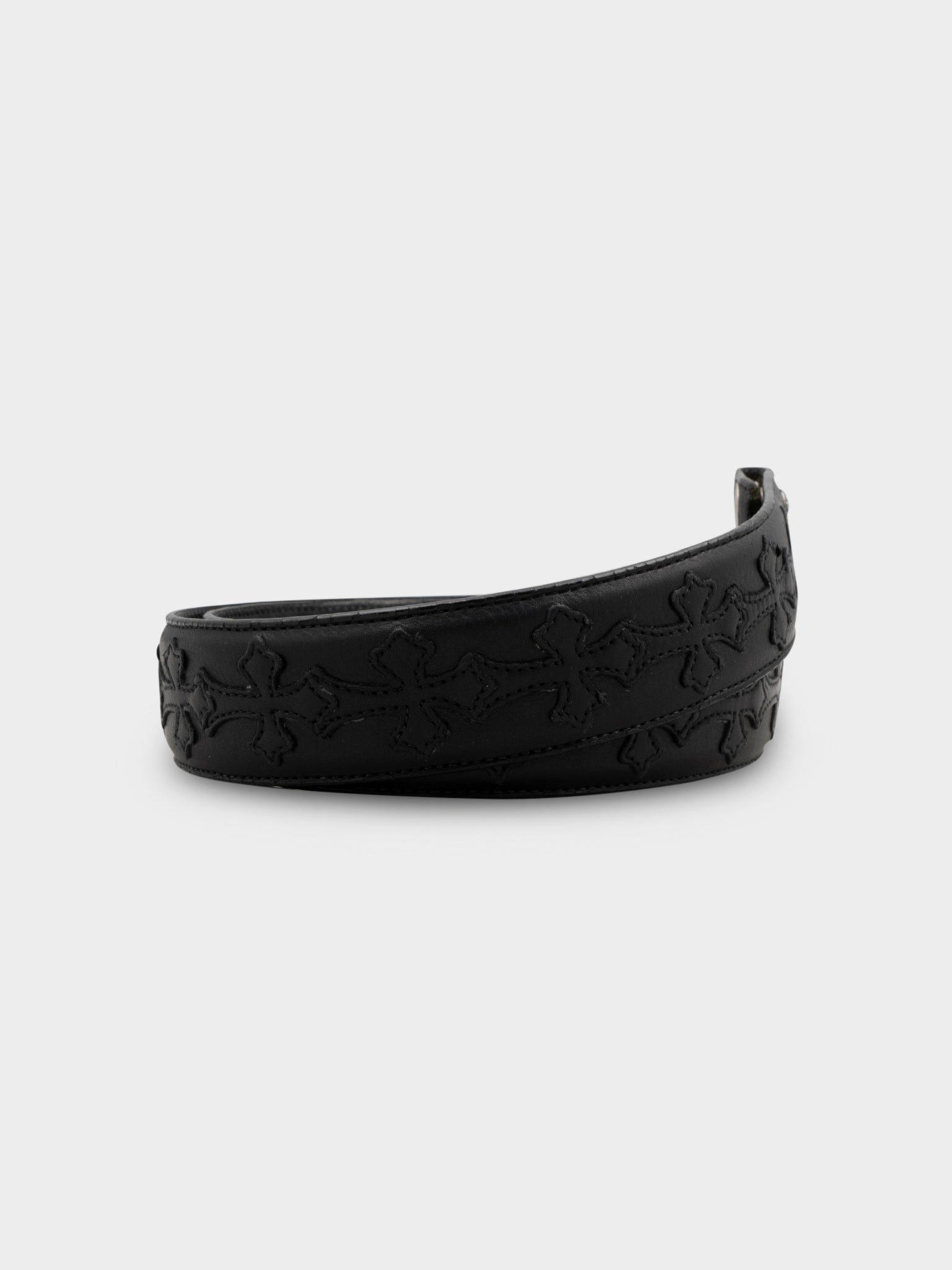 Cross Patched Leather Belt Strap Chrome Hearts
