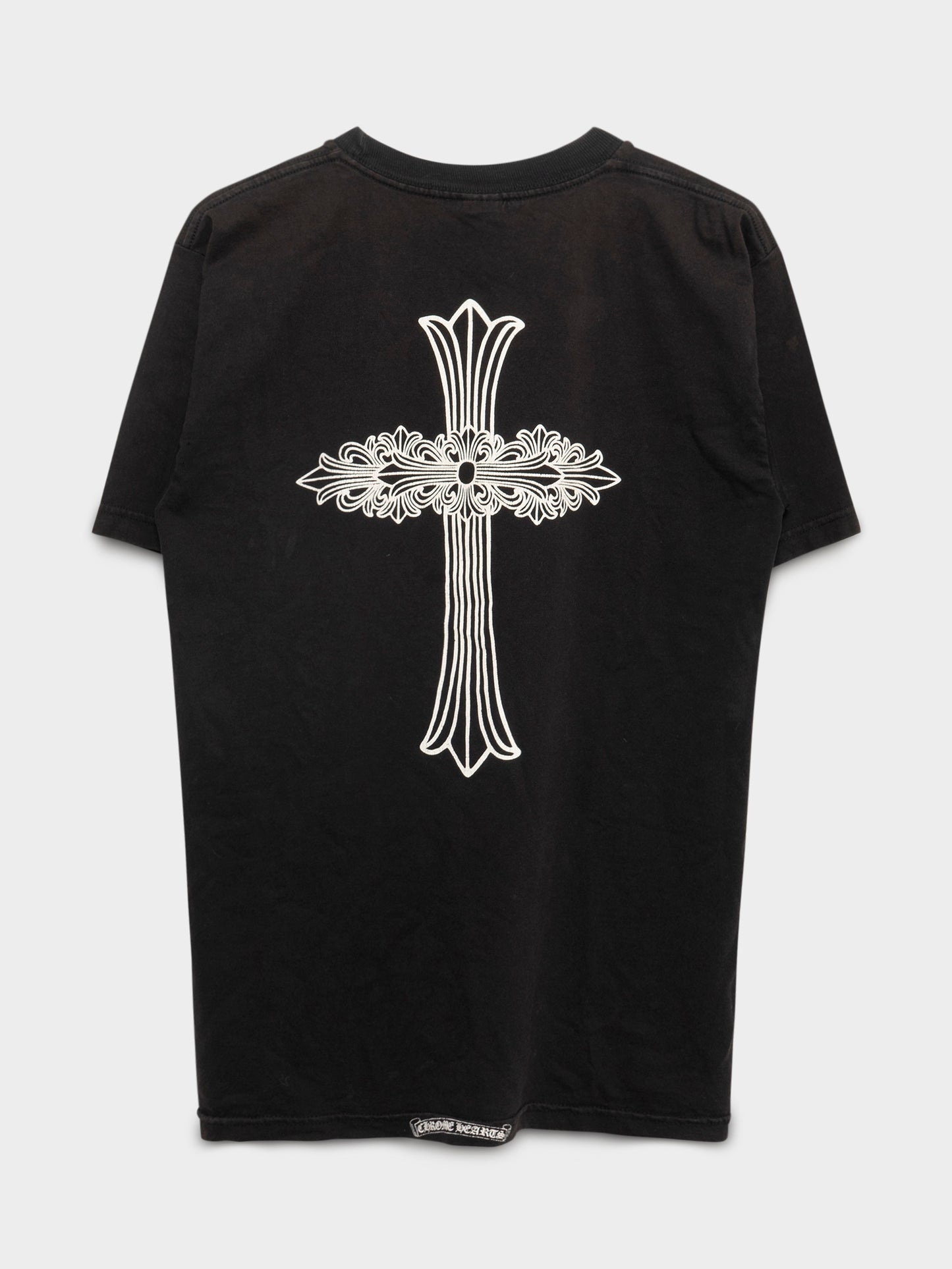 Thrashed Faded Neck Logo T-Shirt