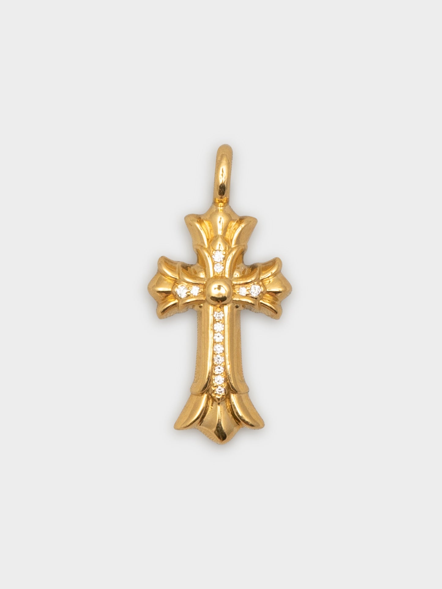 22k Pave Diamond Double Cross Pendant