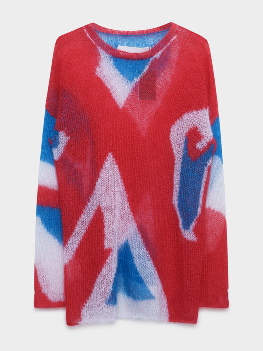 Oversized Red/White/Blue Mohair Sweater