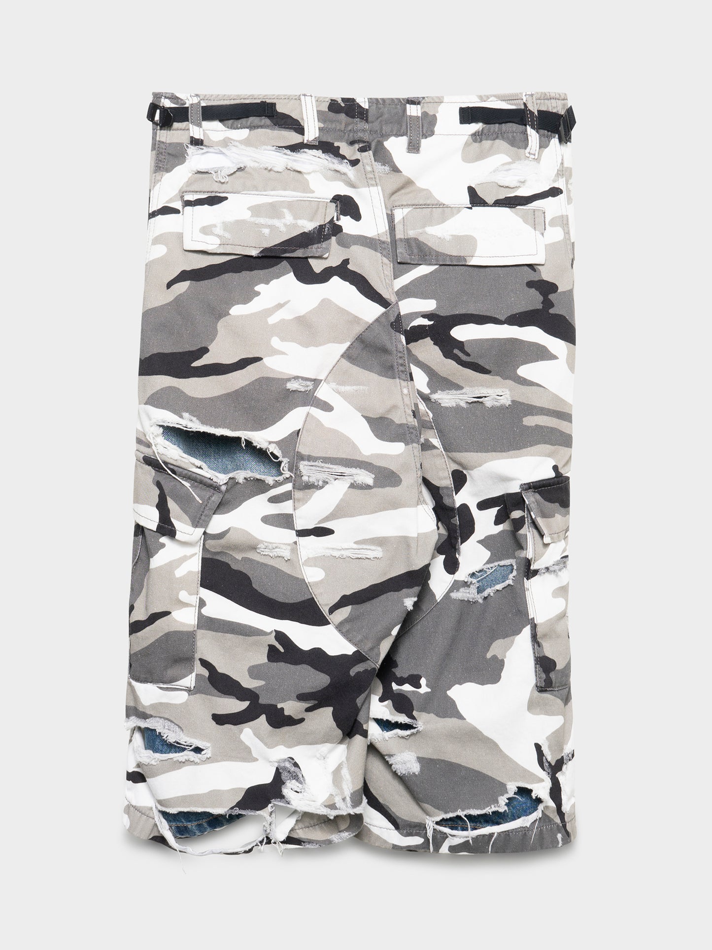 Destroyed Layered Snow Camo Shorts