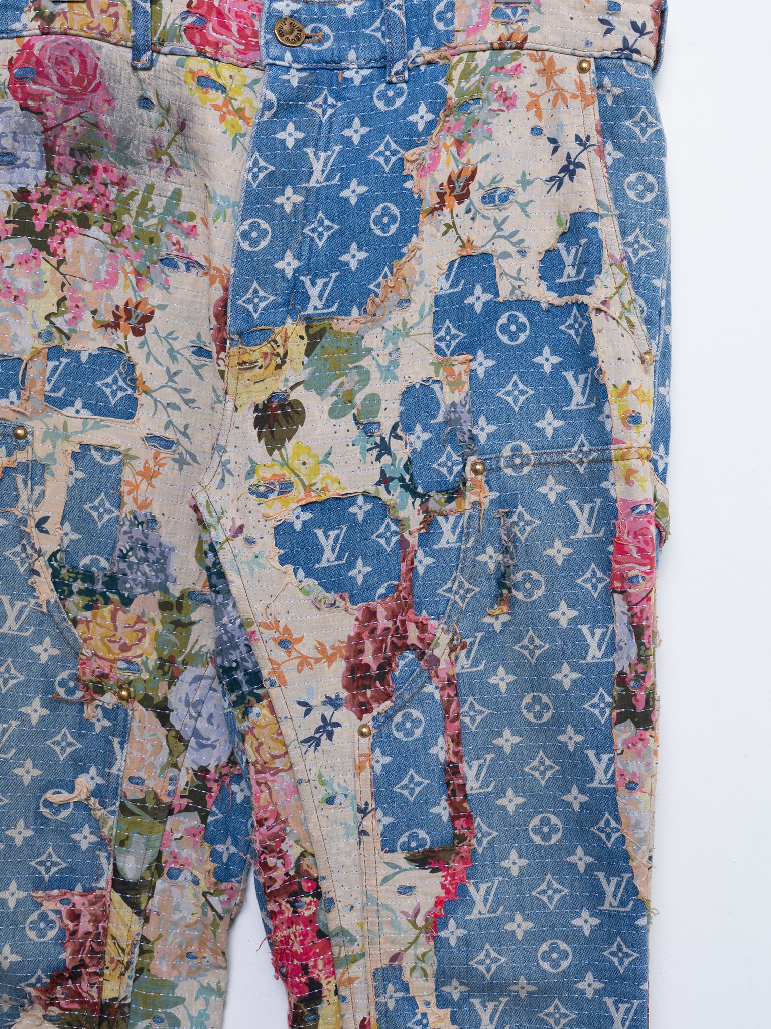 Louis Vuitton: Boro Distressed Monogram Jeans | Groupie