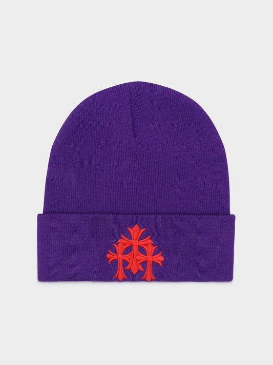 Purple & Red Triple Cross Beanie