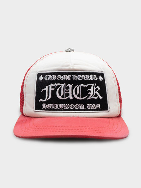 Buy Chrome Hearts 'Fuck' Red Trucker Hat Online at Groupie