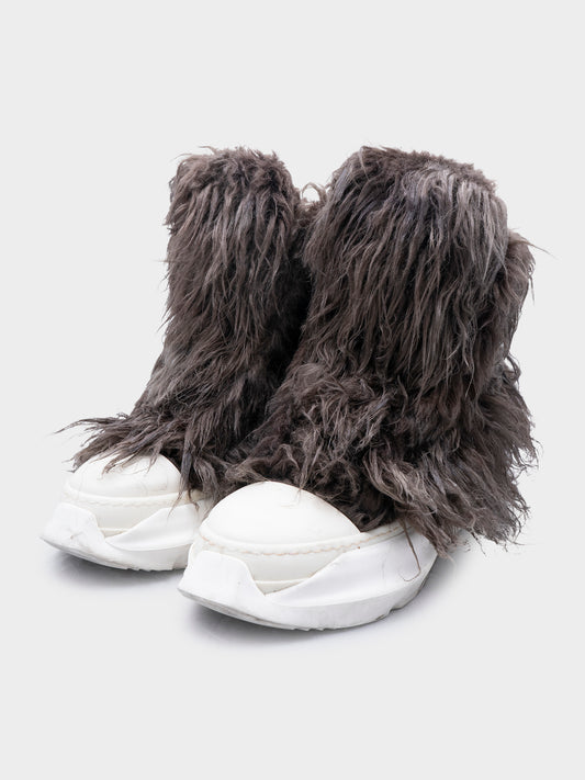 Abstract Fur Trim Hi-top Ramones
