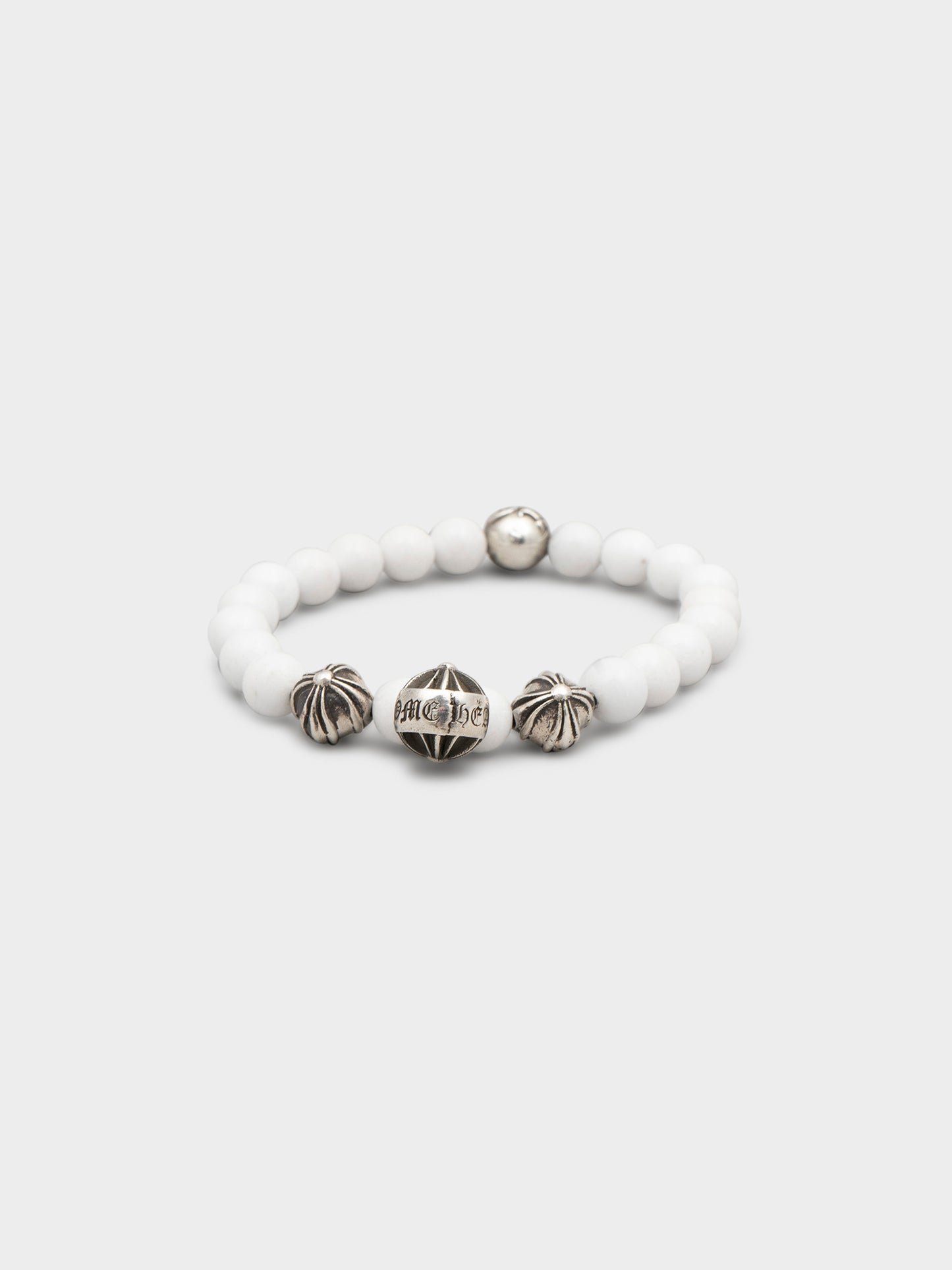 8mm White Plus Ball Bead Bracelet