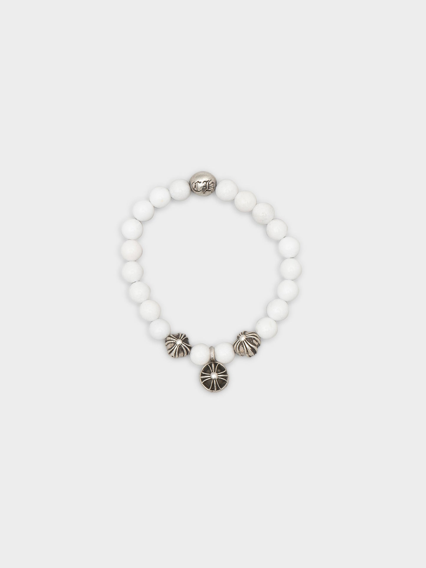 8mm White Plus Ball Bead Bracelet