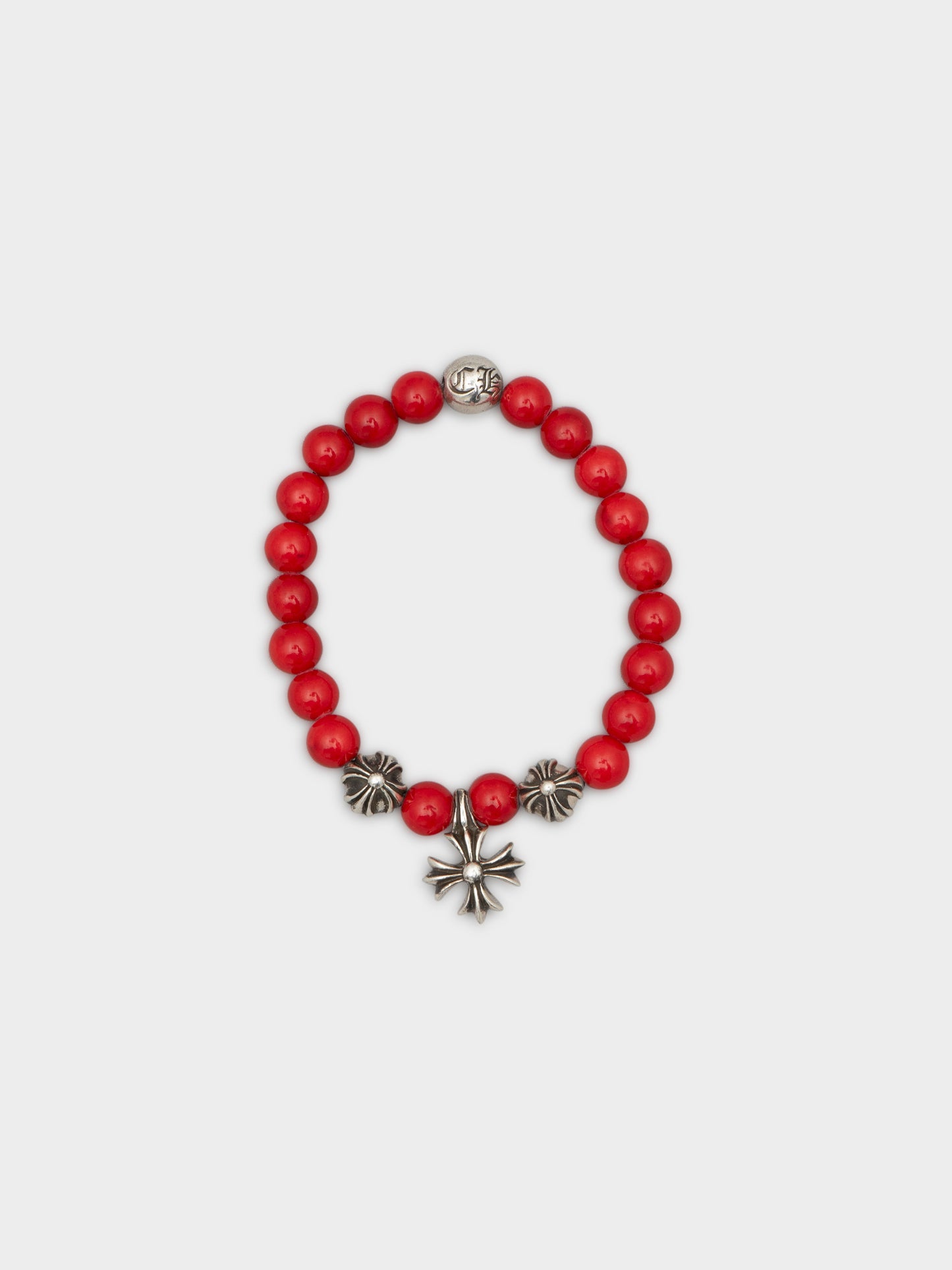 8mm Red Plus Bead Bracelet