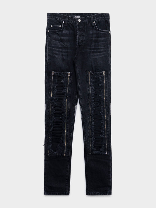 Distressed Zipper Jeans