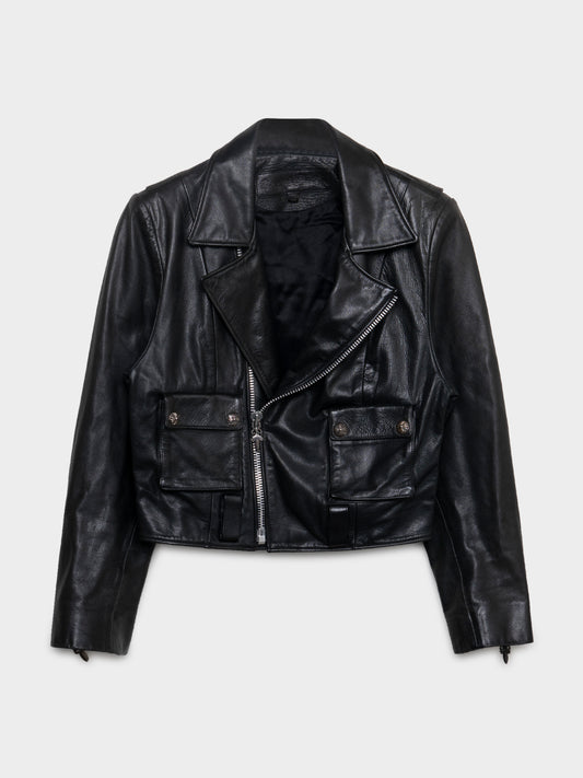 Cropped Leather Rider Jacket