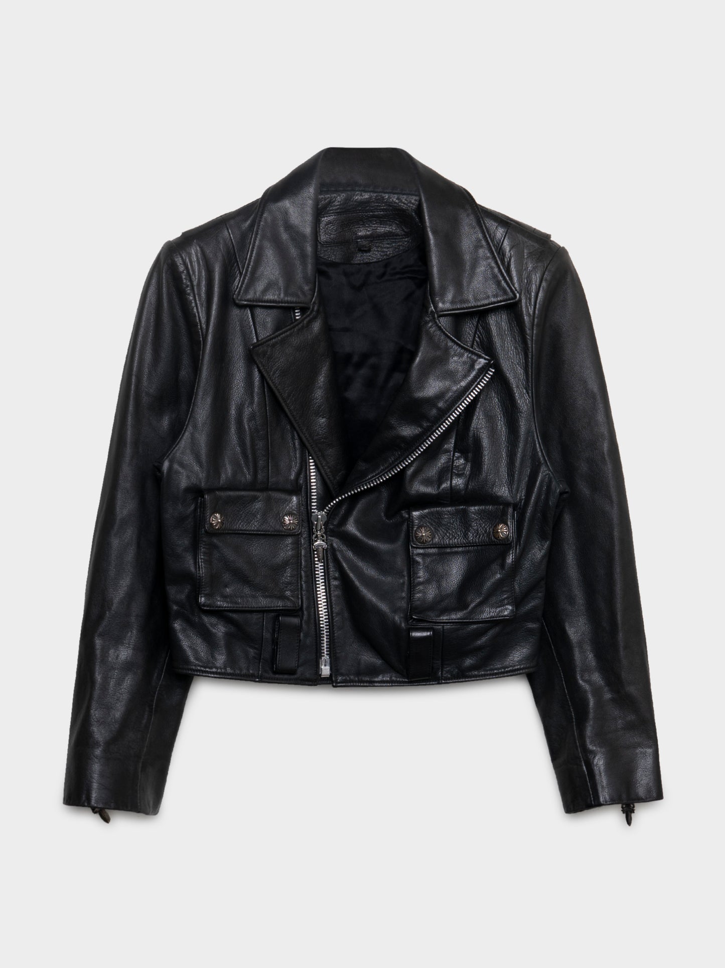 Cropped Leather Rider Jacket