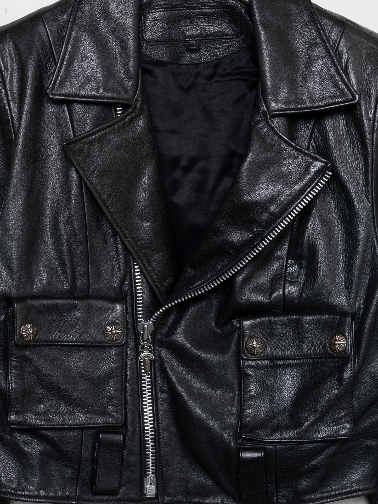 Cropped Leather Rider Jacket