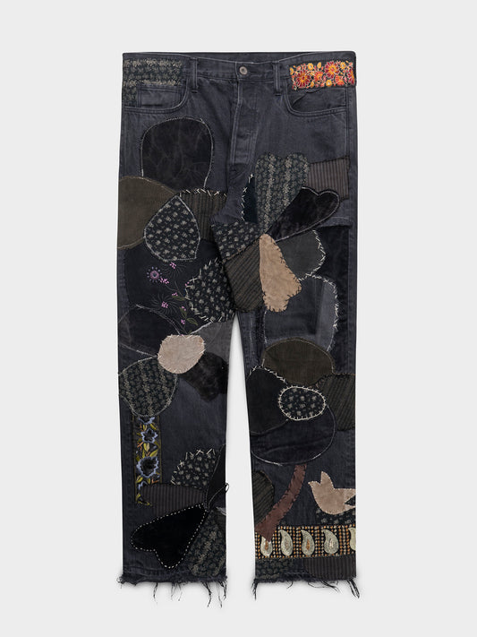 Black Patchwork Anti-War Valentine Jeans