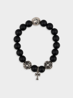 8MM Onyx Cross Charm Bead Bracelet