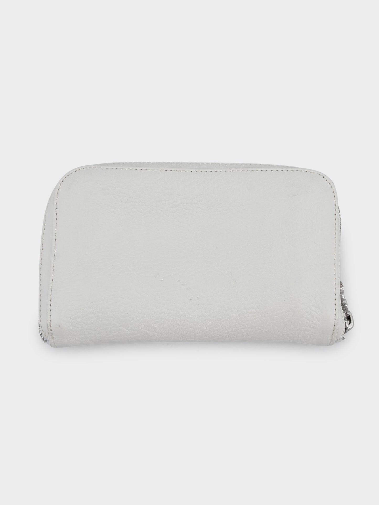 Rhodium & Leather Zip Wallet