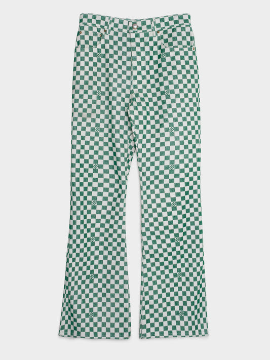 Fuzzy Damier Flared Jeans