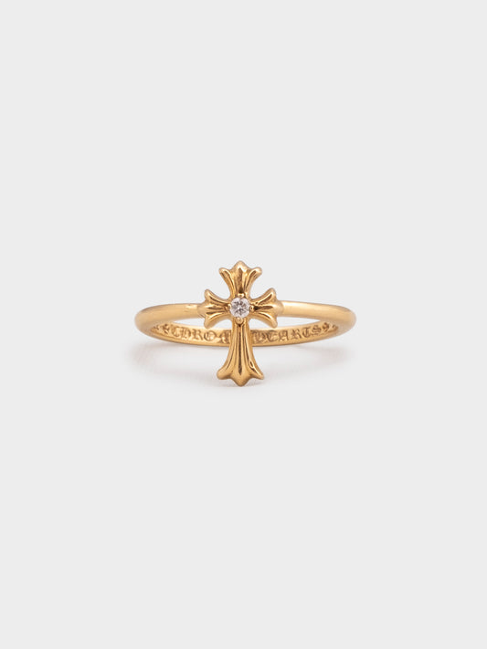 22K Cross Bubblegum Ring with Diamond