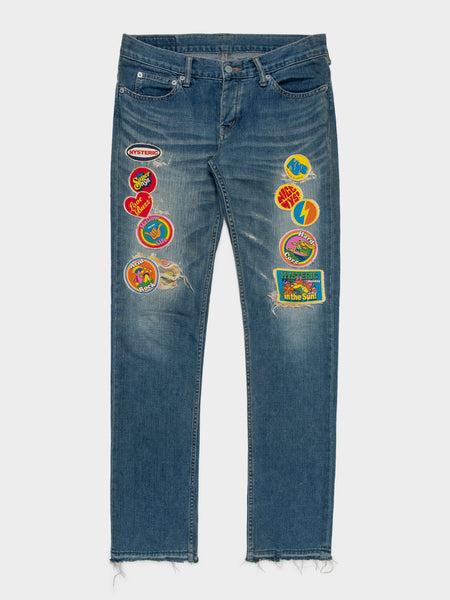 【ゆか】HYSTERIC GLAMOUR PATCH SCRATCH POST JUNK / 90's～ HYSTERIC GLAMOUR Black Scratch Denim Pants With