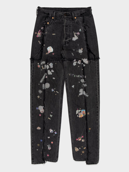 Reconstructed Stickers Jeans