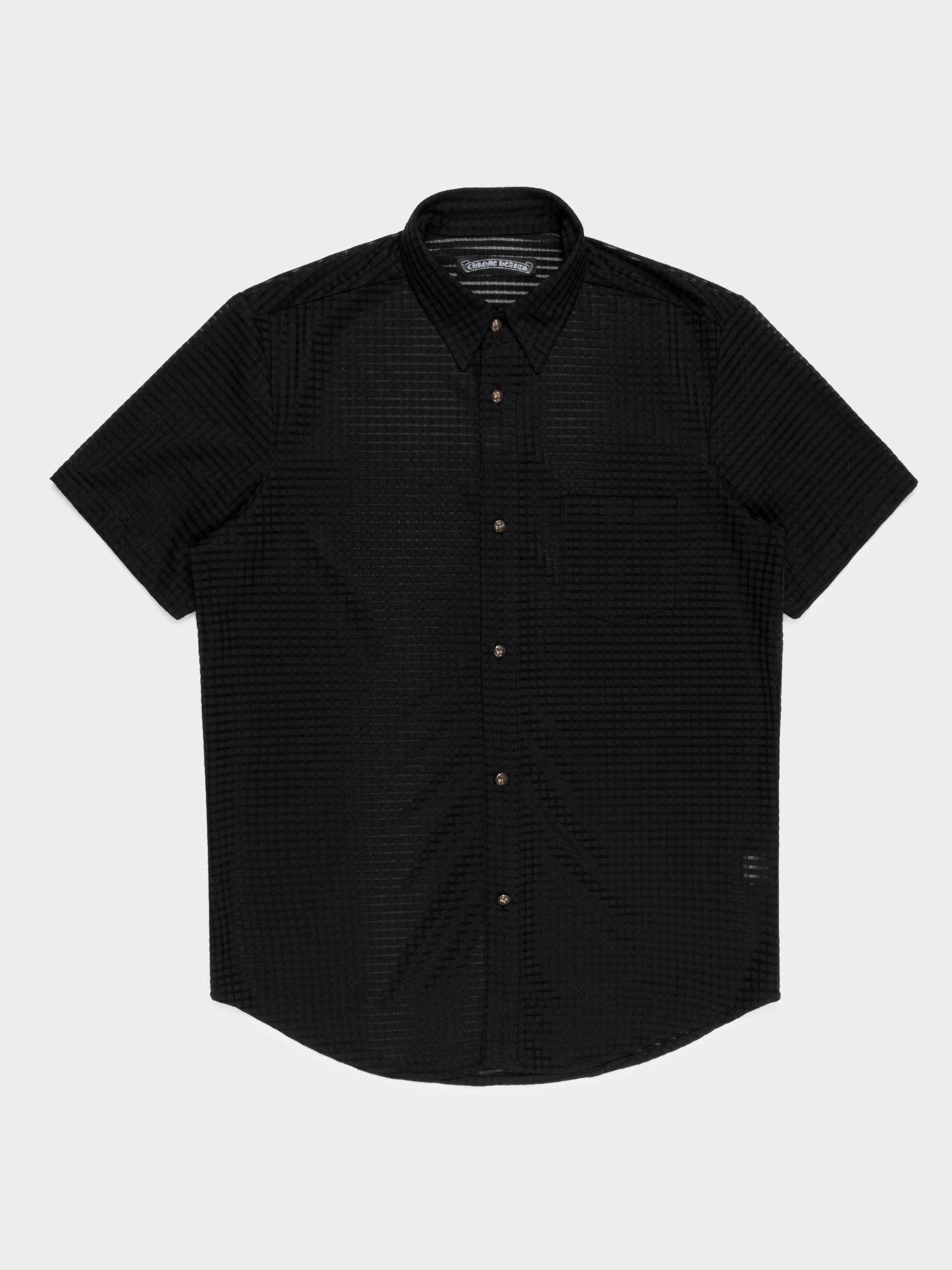 chrome hearts dress shirt Cross Patch Justin Reed Exquisite design meets bold style Perforated Camp Button Down Shirt