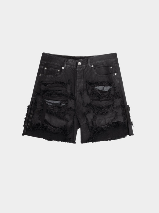 'Phlegathon' Destroyed Trucker Jean Shorts