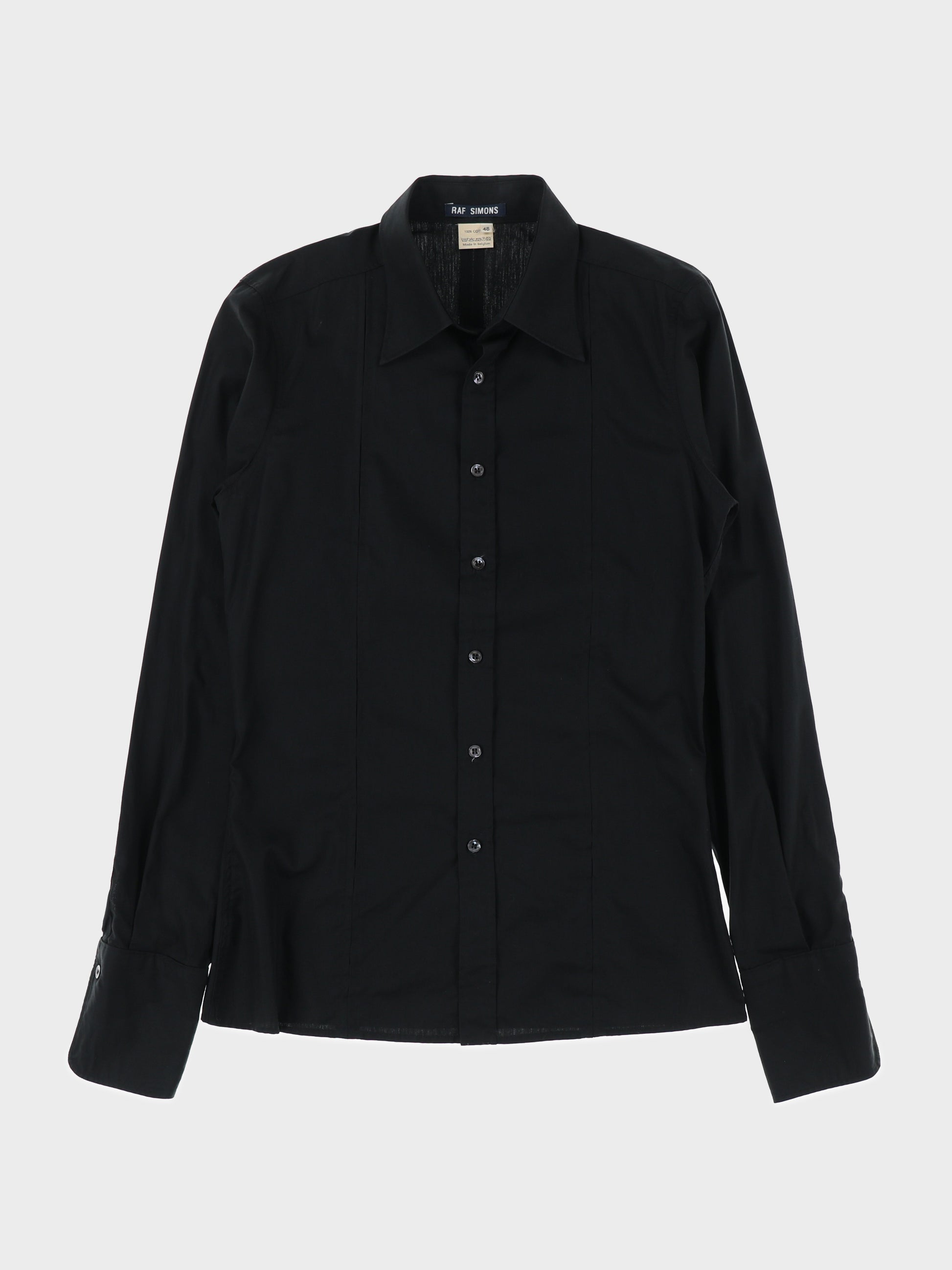 raf simons dress shirt Raf Simons logo-embroidered long-sleeve Shirt | Black