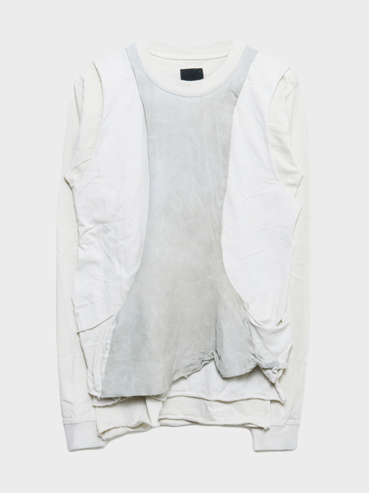 Slab Leather Layered Crewneck