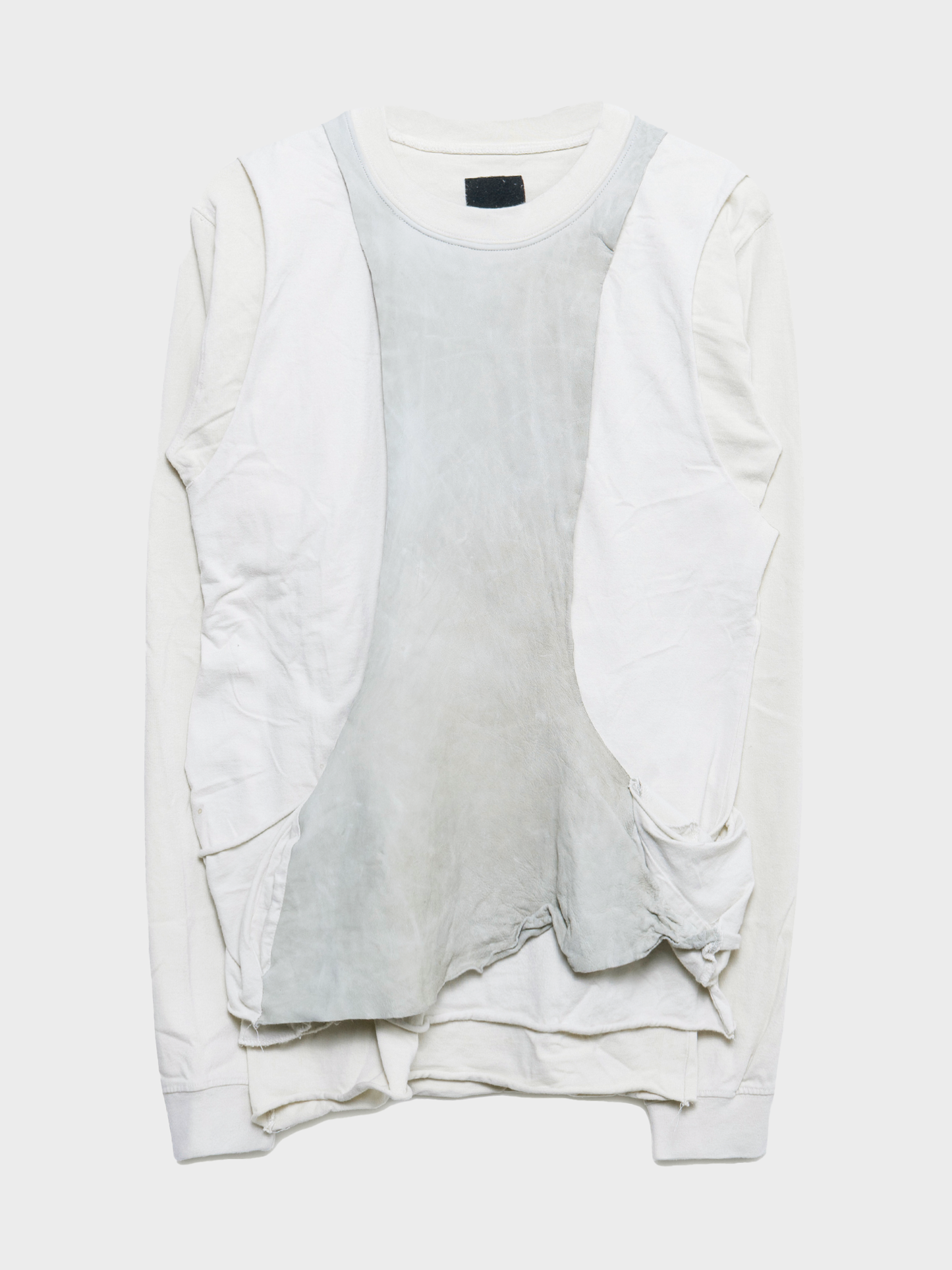 Slab Leather Layered Crewneck