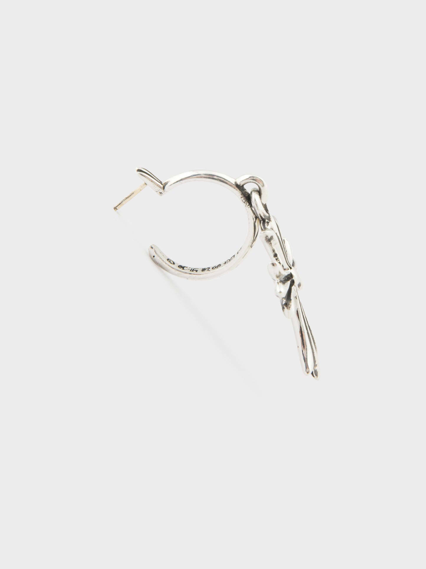 Tiny CH Cross Hoop Earring