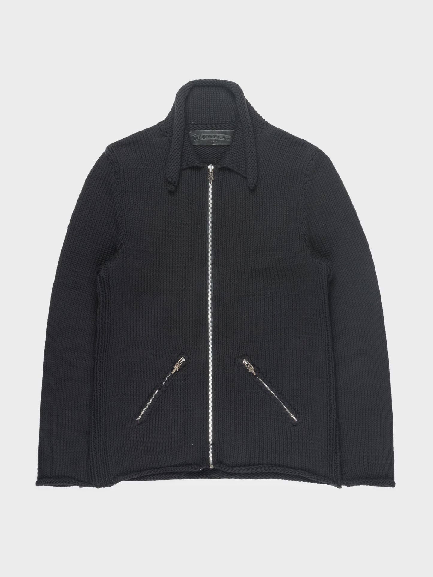 Patched Zip Up Cardigan