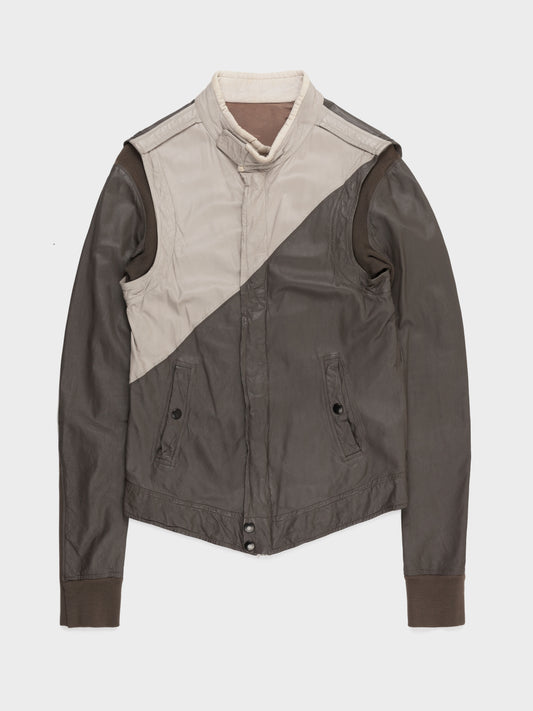 'Creatch' Two-Tone Leather Rider Jacket Rick Owens - front