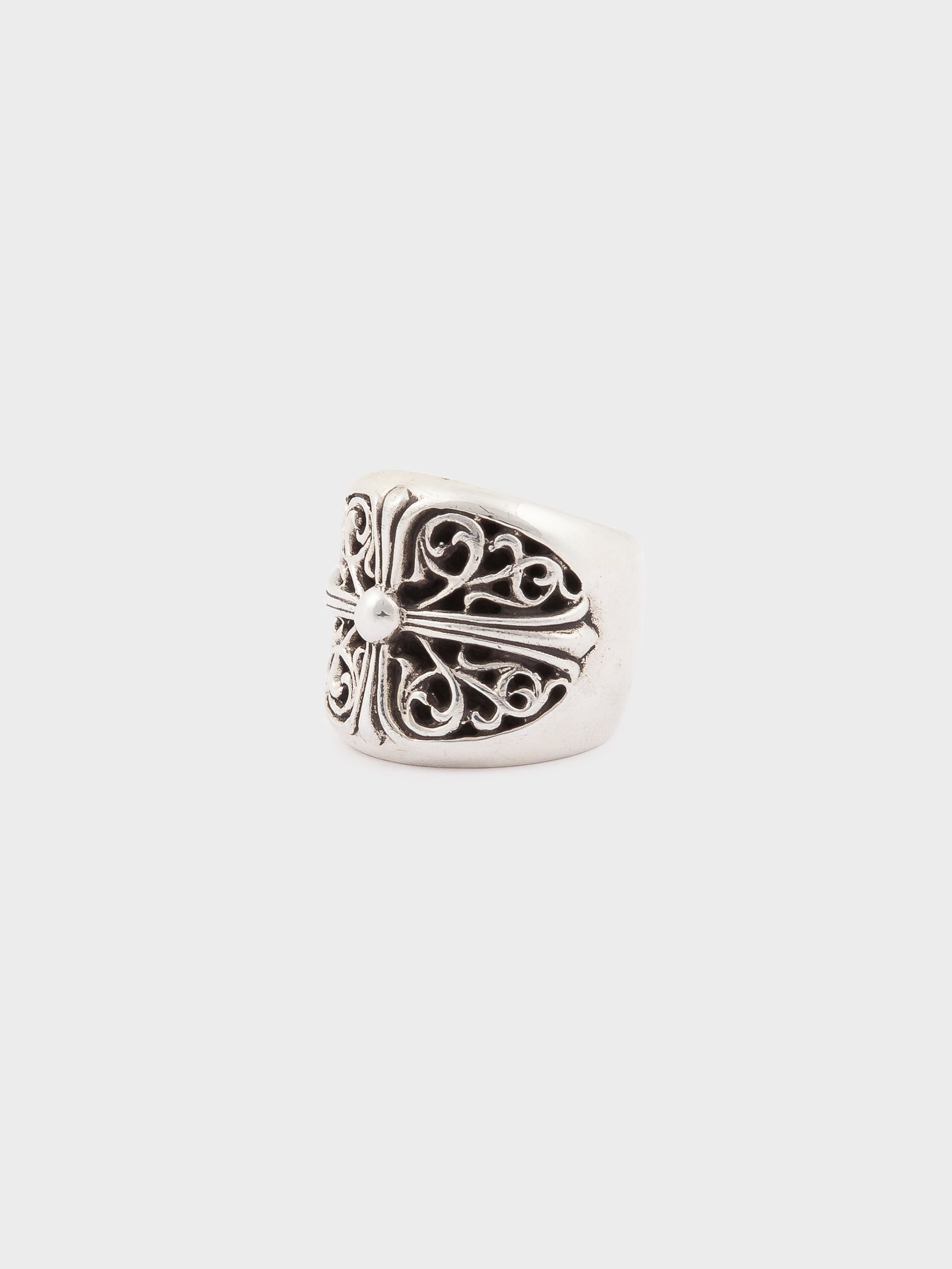 Symbolic Cross Silver Titanium Ring With Koa Wood Inlay | Humm