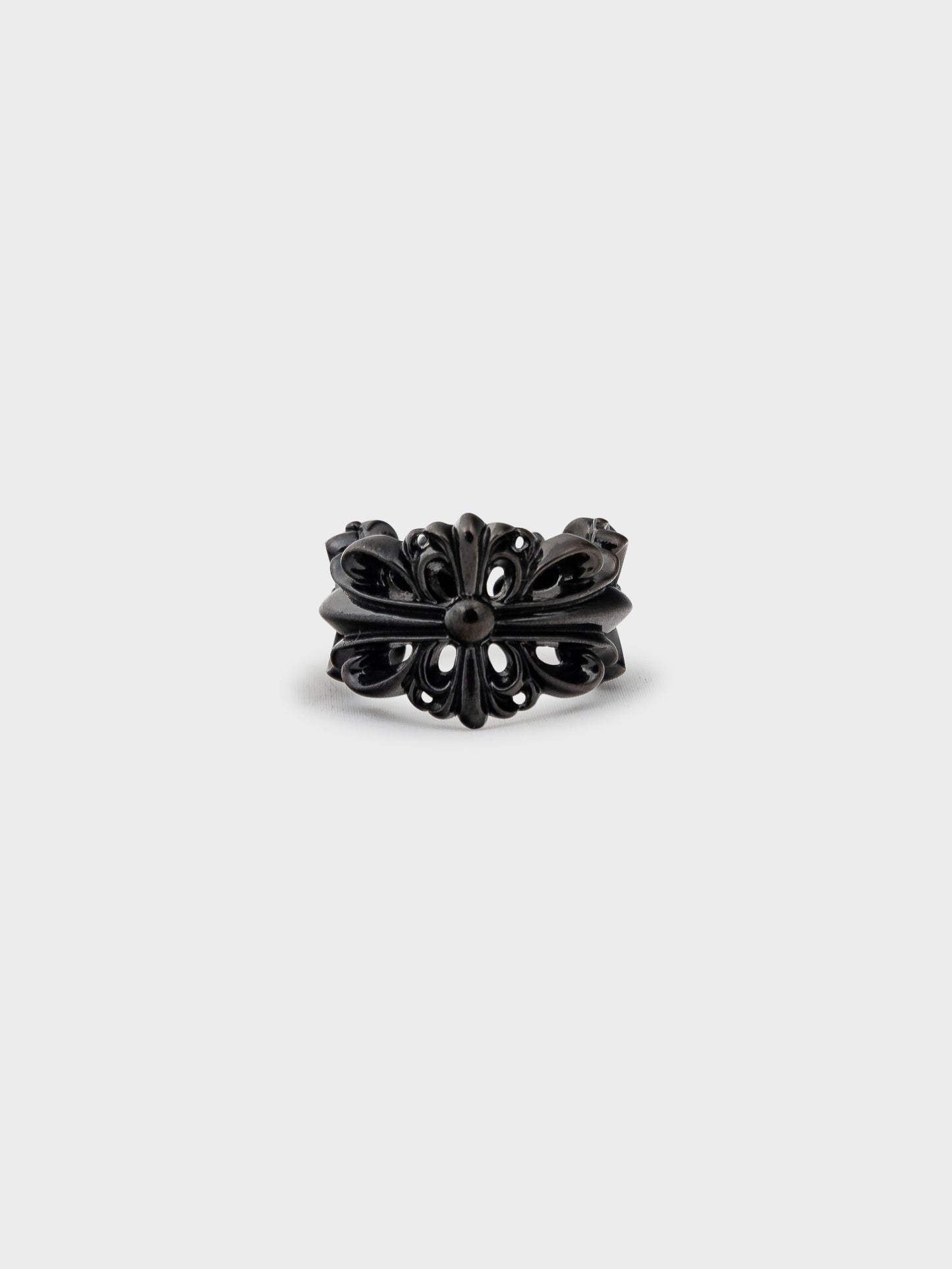 Black Rhodium Double Floral Ring