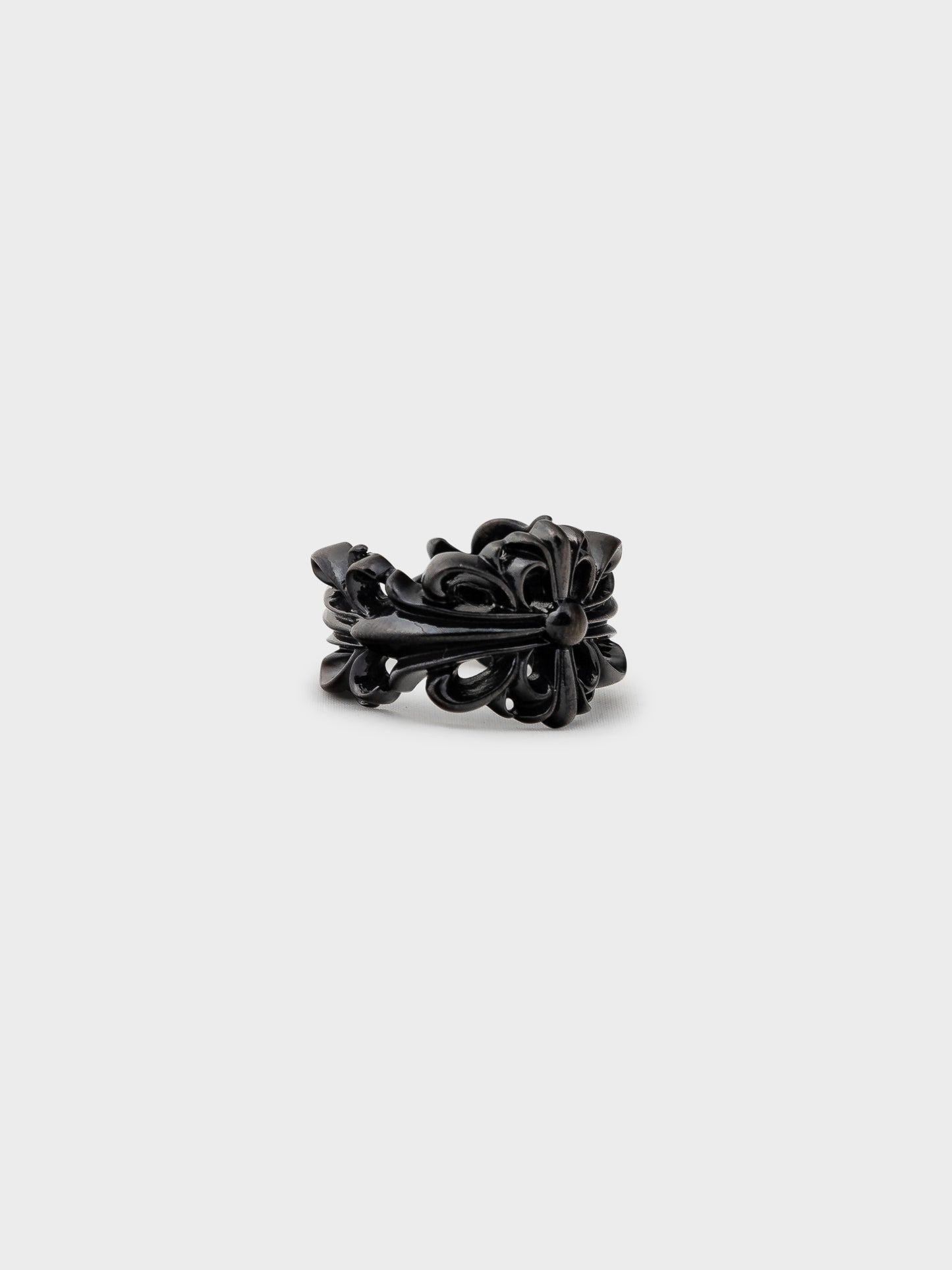 Black Rhodium Double Floral Ring