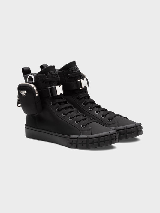 Nylon Zip-Pouch High Sneakers Prada