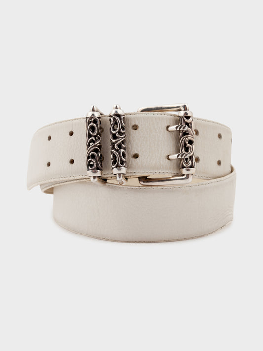 White Leather Roller Belt