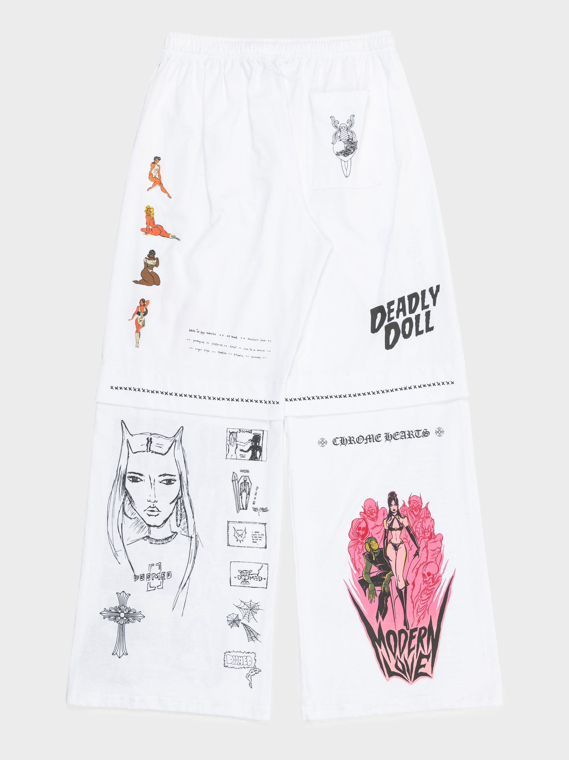 chrome hearts womens sweatpants white size small deadly doll Jesse