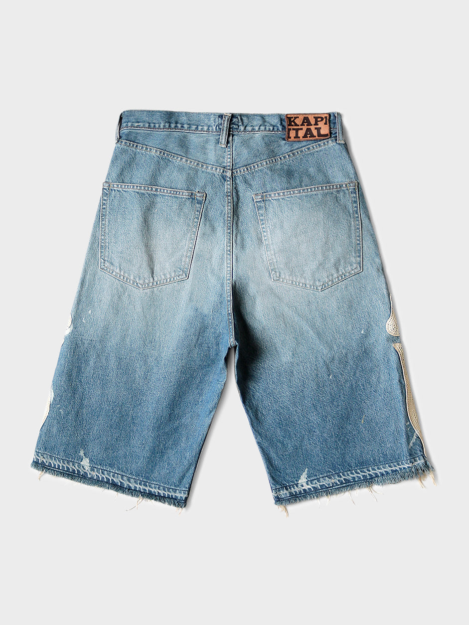 Blue Denim Bone Shorts